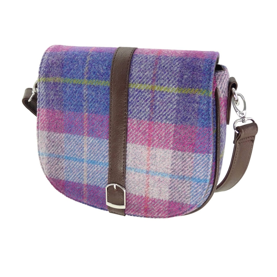 Harris Tweed Beauly Shoulder Bag Purple & Pink Tartan Check Etsy