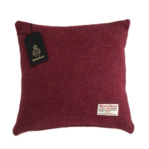 Harris Tweed Cushion Cover - Double Sided With Concealed YKK Zip - Raspberry - 100% Wool - All Sizes Available