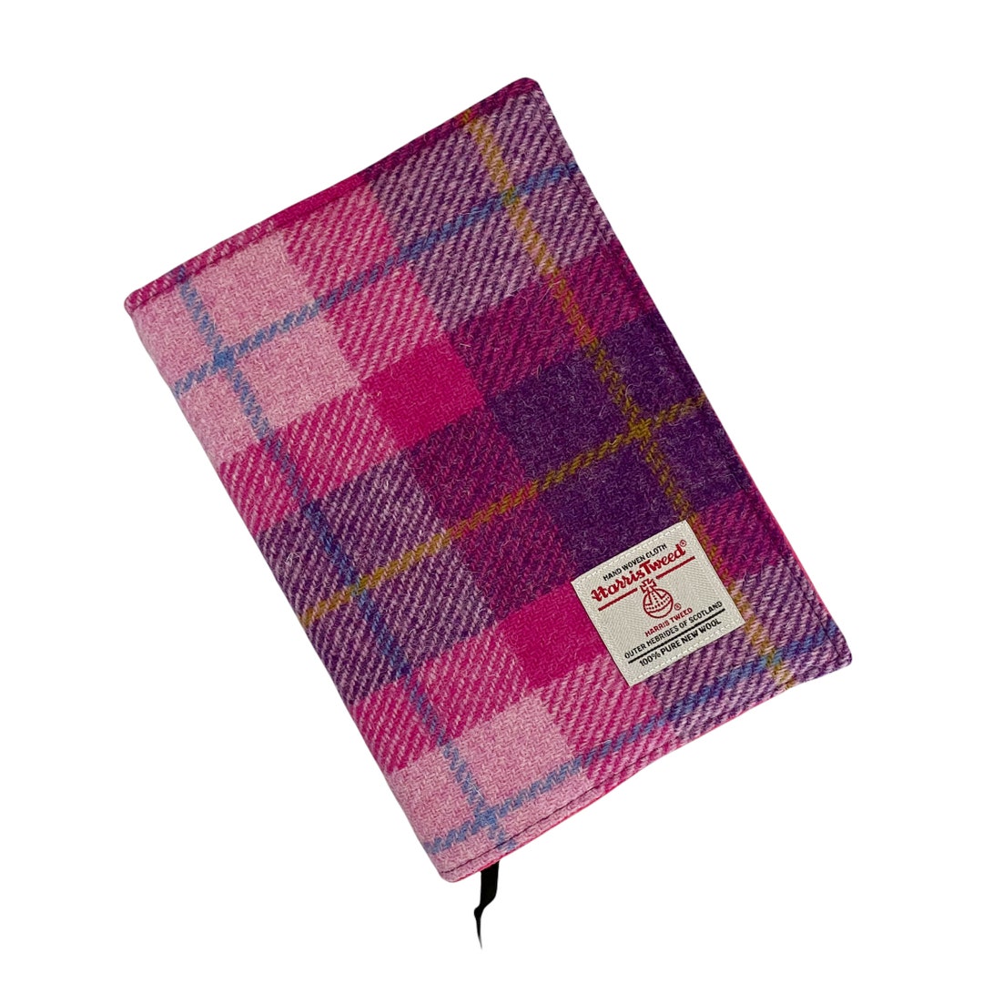 Harris Tweed Padded A5 Journal / Notebook Book - Pink & Purple Tartan ...