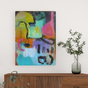 Original Painting Abstract Art with beautiful rich colors on 18x24 canvas "Somewhere Only We Know" by Donna Ceraulo