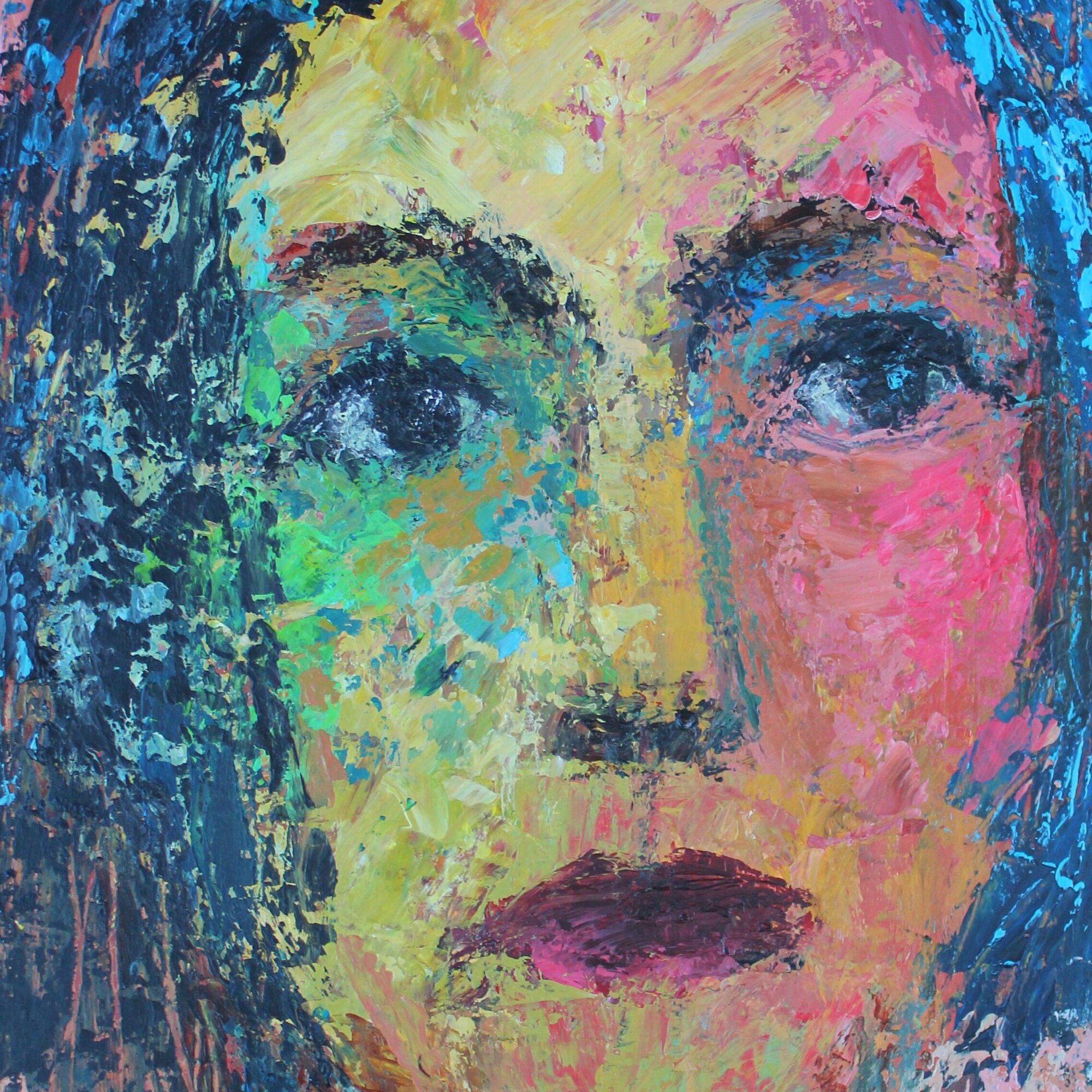 Original Art Palette Knife Abstract Portrait Female Face on Etsy