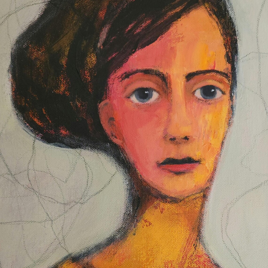 Portrait Art Contemporary Painting Female Woman Figurative Portrait on ...