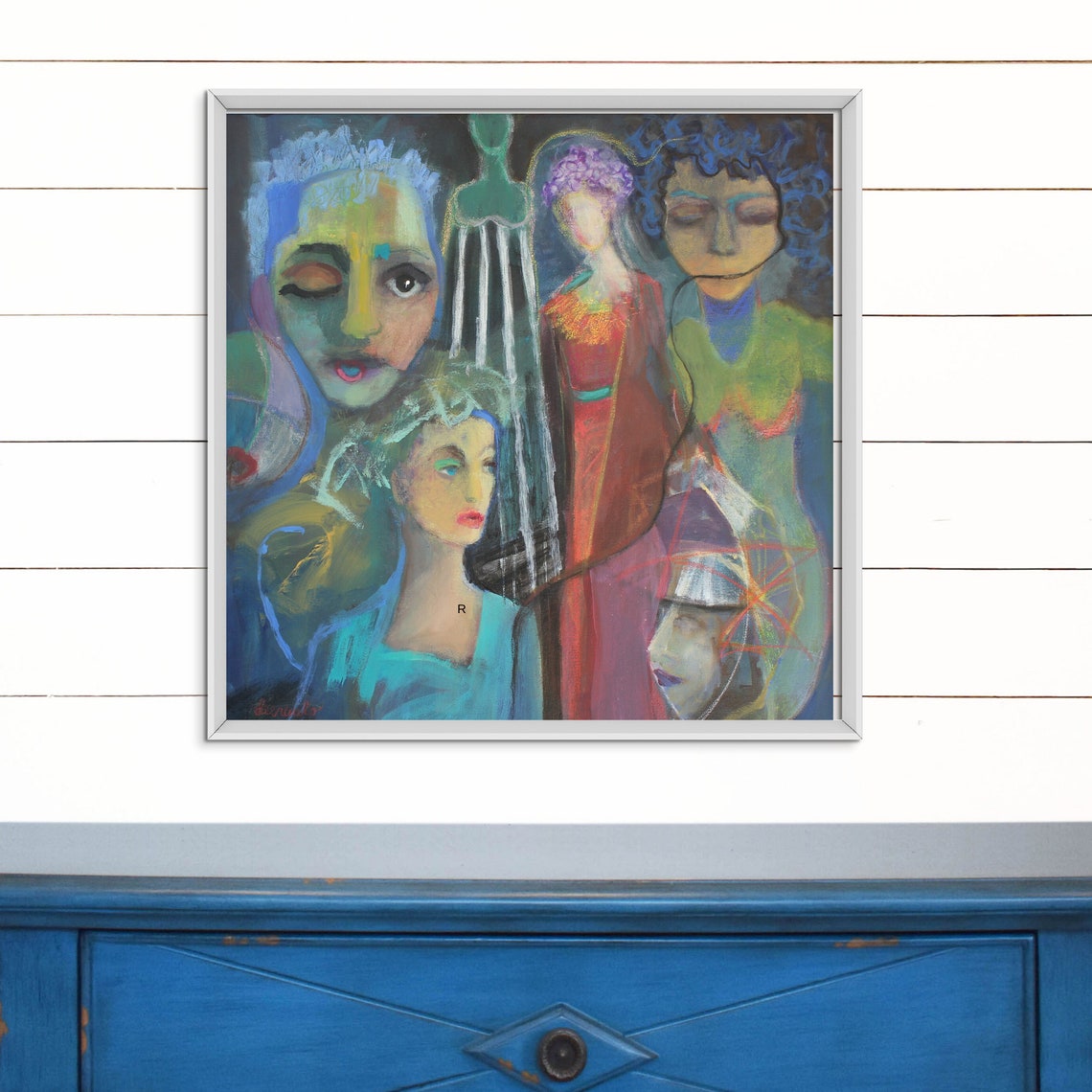 Mixed Media Original Art 20x20 Abstract Figurative Painting on Etsy