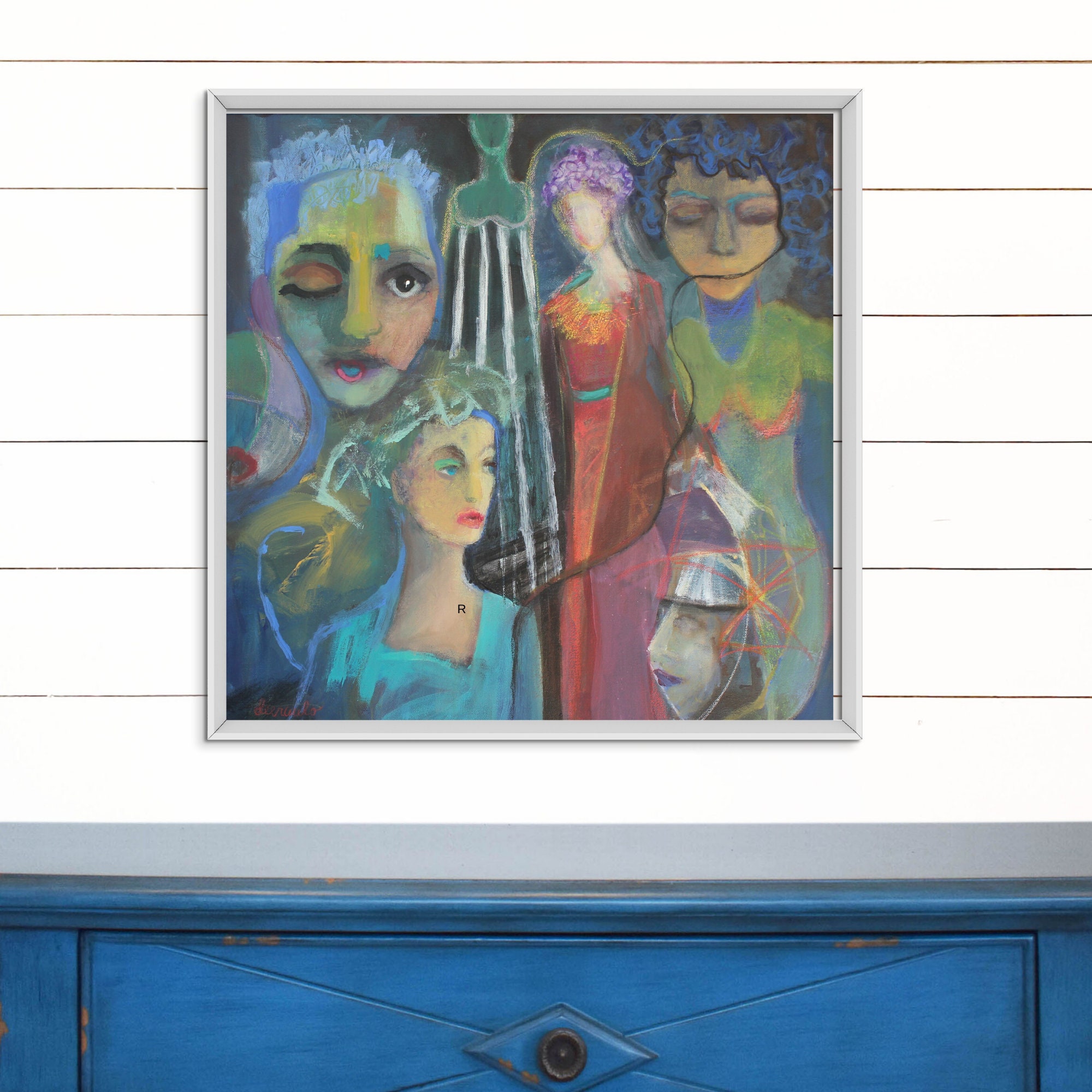 Mixed Media Original Art 20x20 Abstract Figurative Painting on Etsy