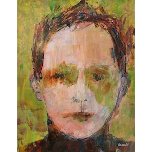 Abstract face portrait Original Painting male portrait loose artistic painting portrait mixed media on 11x14 paper &quot;Andrew&quot; by Donna Ceraulo