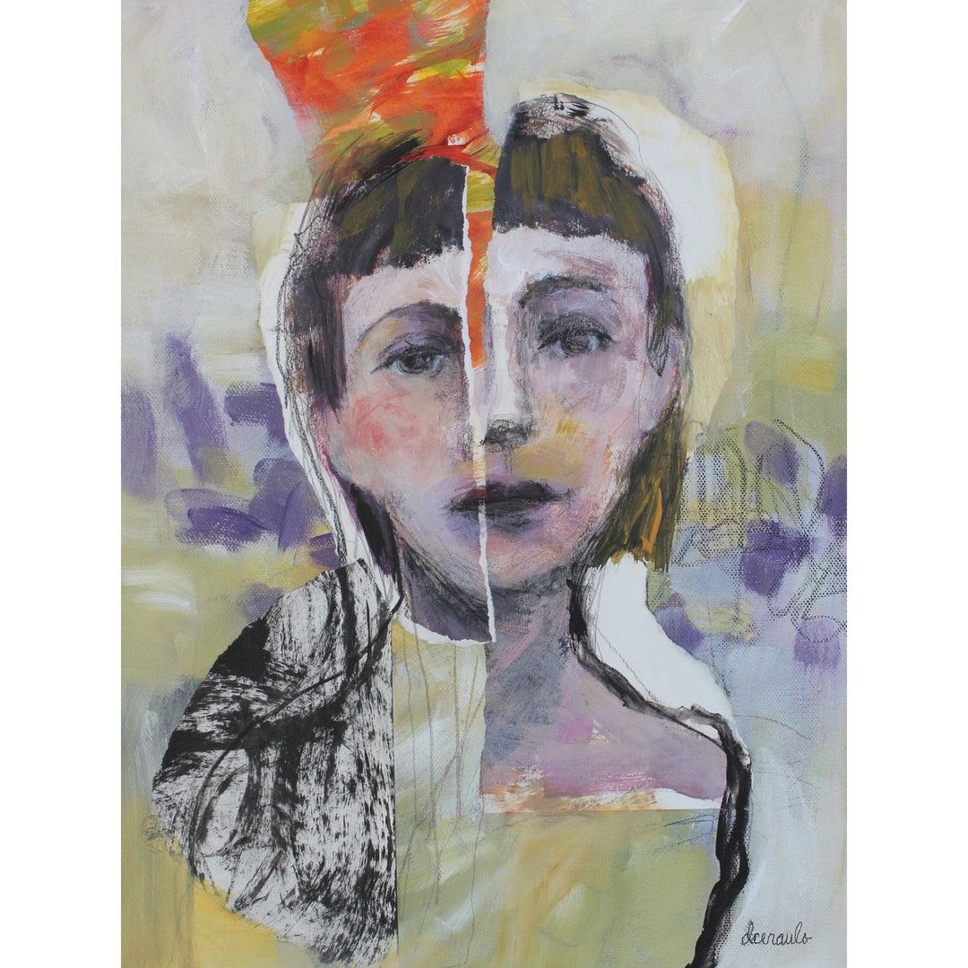 Boho Wall Art Contemporary Art Mixed Media Abstract Painting Etsy