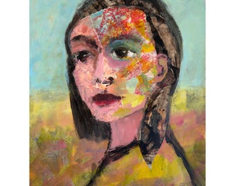 Original Art Mixed Media Art Portrait Abstract Modern Wall Art Unique ...