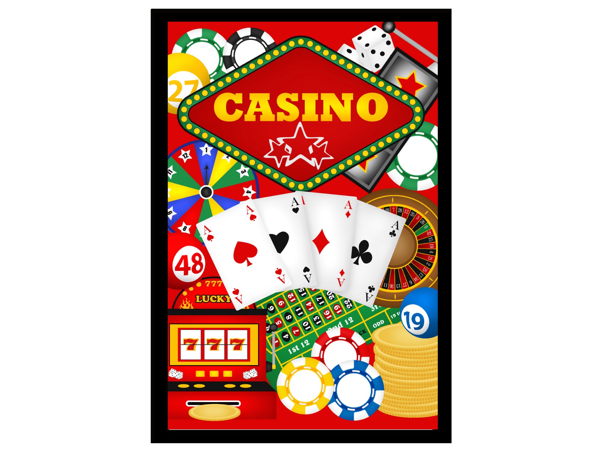 Casino Fun Printable Planner Stickers Vertical Weekly Kit | Etsy