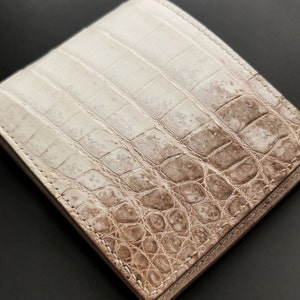 Cartera plegable Himalayan de piel de cocodrilo 100 % auténtica para hombre, monedero, tarjetero y monedero.