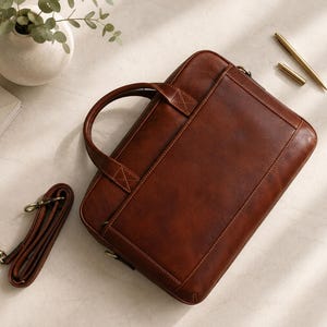 48Hours DELIEVRY,Handcrafted Brown Leather Briefcase: Italian Leather Laptop Bag