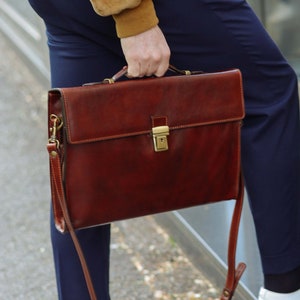 Leather Briefcase,Brown Leather Briefcase, Mens Leather Briefcase, Laptop Bag, Leather bag, Gift for Him, Shoulder Bag, Mens Briefcase