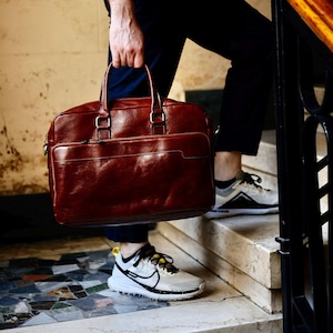 Porte-documents en cuir, porte-documents en cuir marron, porte-documents en cuir pour homme, sac pour ordinateur portable, sac en cuir, cadeau pour lui, sac à bandoulière, porte-documents homme
