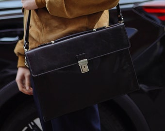 Porte-documents en cuir, porte-documents en cuir marron, porte-documents en cuir pour homme, sac pour ordinateur portable, sac en cuir, cadeau pour lui, sac à bandoulière, porte-documents pour homme