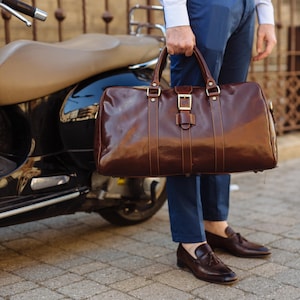 Large Leather Travel Bag,Leather Duffel Bag,Weekender bag,Duffel Bag,Leather overnight bag,Cabin Travel Bag,Brown duffel,Gym Bag