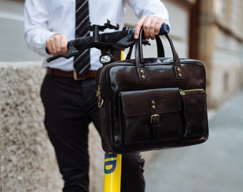 Leather Briefcase,Black Leather Briefcase, Men Leather Briefcase, Laptop Bag, Leather bag, Gift for Him, Shoulder Bag, Men Briefcase