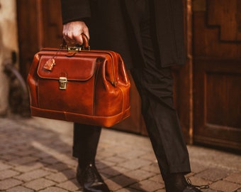 Leather Doctor Bag, Men's Large Medical Bag,Leather Medical Bag for Men, Large Doctors Bag, Personalized Top Handle Bag, Gift for Him