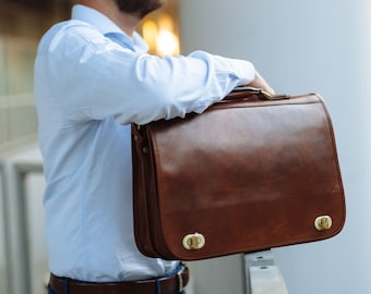 Leather Briefcase,Brown Leather Briefcase, Men Leather Briefcase, Laptop Bag, Leather bag, Gift for Him, Shoulder Bag, Men Briefcase