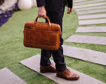 Leather Briefcase,Brown Leather Briefcase, Men Leather Briefcase, Laptop Bag, Leather bag, Gift for Him, Shoulder Bag, Men Briefcase