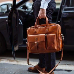 Vintage Mallard Brown Leather Combination Lock Briefcase Attaché