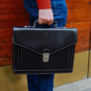 Porte-documents en cuir, porte-documents en cuir noir, porte-documents en cuir pour homme, sac pour ordinateur portable, sac en cuir, cadeau pour lui, sac à bandoulière, porte-documents pour homme