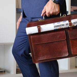 Porte-documents en cuir, porte-documents en cuir marron, porte-documents en cuir pour homme, sac pour ordinateur portable, sac en cuir, cadeau pour lui, sac à bandoulière, porte-documents pour homme