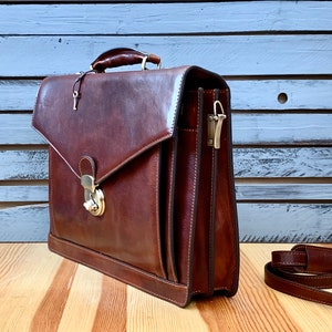 Leather Briefcasebrown Leather Briefcase Mens Leather - Etsy