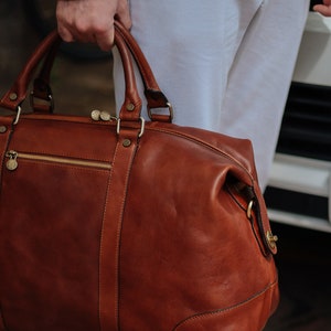 Leather Travel Bag,Leather Duffel Bag,Weekender bag,Duffel Bag,Leather overnight bag,Cabin Travel Bag,Brown duffel,Gym Bag image 2