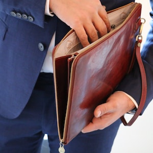 Organizador de cuero, Carpeta de cuero para documentos, Portafolio de cuero, Portadocumentos, Funda para tableta, Carpeta de cuero, Portadocumentos