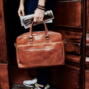 Porte-documents en cuir, porte-documents en cuir marron, porte-documents en cuir pour homme, sac pour ordinateur portable, sac en cuir, cadeau pour lui, sac à bandoulière, porte-documents homme