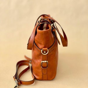 leather bag, handmade leather bag, handbag, woman leather bag, elegant leather bag, made in Italy handbag image 6