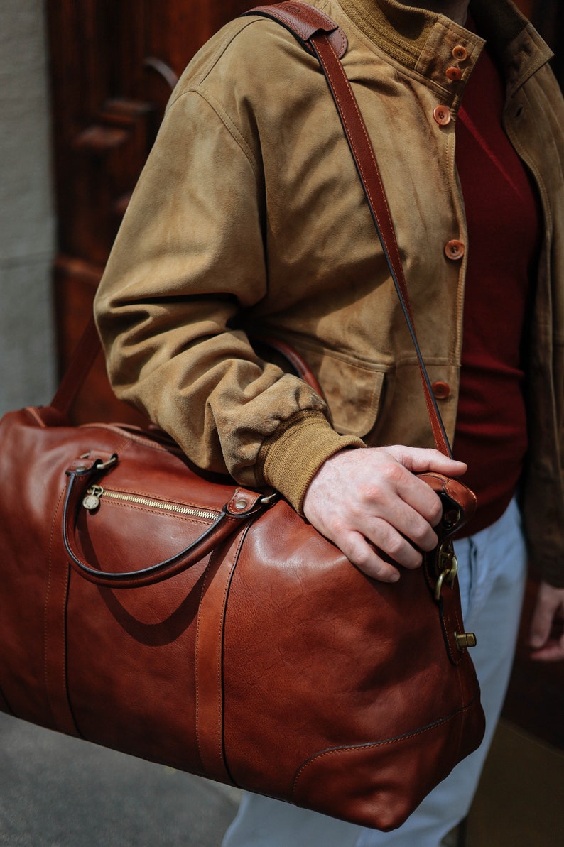 Leather Travel Bag,Leather Duffel Bag,Weekender bag,Duffel Bag,Leather overnight bag,Cabin Travel Bag,Brown duffel,Gym Bag image 5