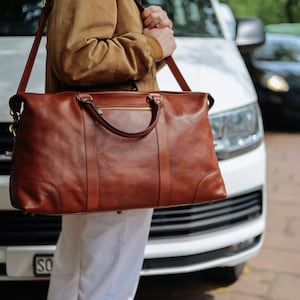 Leather Travel Bag,Leather Duffel Bag,Weekender bag,Duffel Bag,Leather overnight bag,Cabin Travel Bag,Brown duffel,Gym Bag image 6