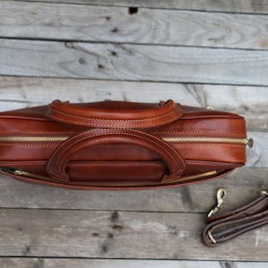 Leder Aktentasche, Braune Leder Aktentasche, Herren Aktentasche aus Leder, Laptoptasche, Ledertasche, Geschenk für Ihn, Umhängetasche, Herren Aktentasche Bild 6