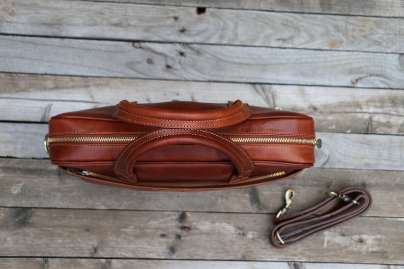 Leather Briefcase,Brown Leather Briefcase, Men Leather Briefcase, Laptop Bag, Leather bag, Gift for Him, Shoulder Bag, Men Briefcase 画像 6