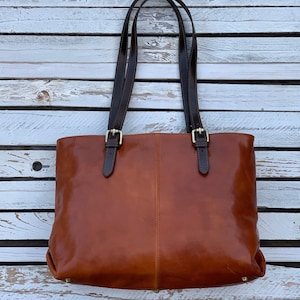 Leather handbad, Handmade Bag, Brown Leather Bag, Leather women's bag, everyday bag,Womens handbag image 3