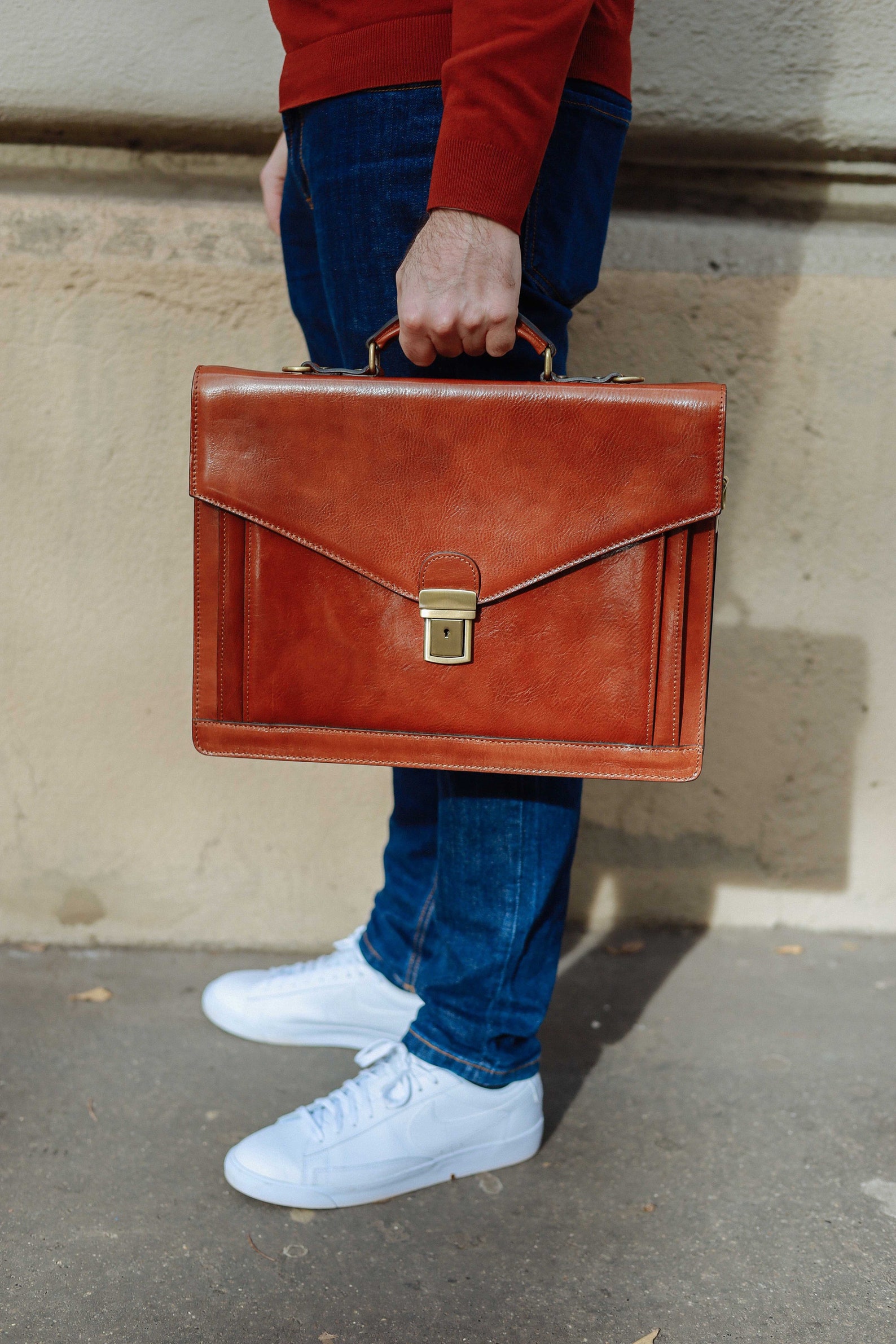 Leather Briefcaseblack Leather Briefcase Mens Leather Etsy