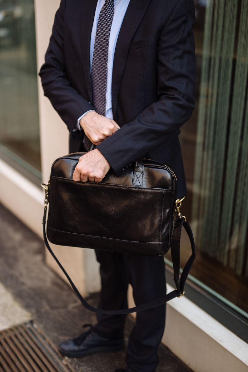 Leather Briefcasebrown Leather Briefcase Men Leather - Etsy