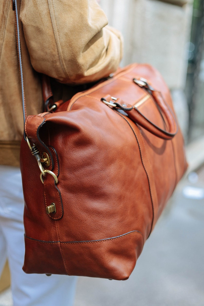 Leather Travel Bag,Leather Duffel Bag,Weekender bag,Duffel Bag,Leather overnight bag,Cabin Travel Bag,Brown duffel,Gym Bag image 4