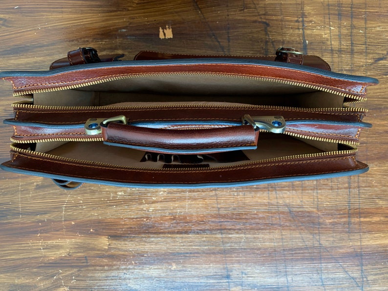 Leather Briefcase,Brown Leather Briefcase, Mens Leather Briefcase, Laptop Bag, Leather bag, Gift for Him, Shoulder Bag, Mens Briefcase image 8