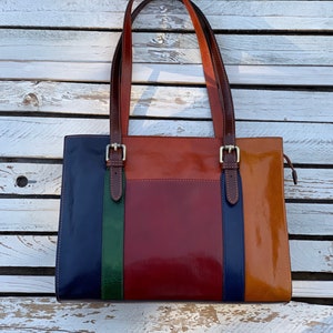 Leather handbad, Handmade Bag,multicolor Leather Bag, Leather women's bag, everyday bag,Womens handbag image 3