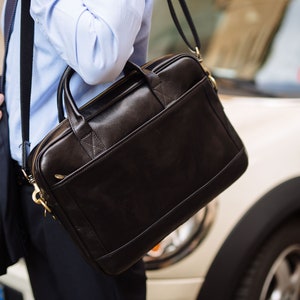 Leather Briefcase,Brown Leather Briefcase, Men Leather Briefcase, Laptop Bag, Leather bag, Gift for Him, Shoulder Bag, Men Briefcase image 1