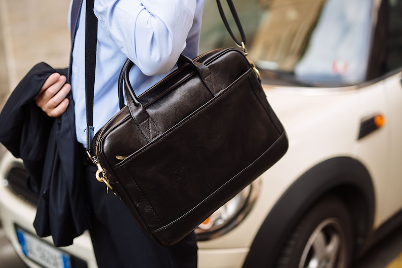 Leather Briefcase,Brown Leather Briefcase, Men Leather Briefcase, Laptop Bag, Leather bag, Gift for Him, Shoulder Bag, Men Briefcase 画像 1