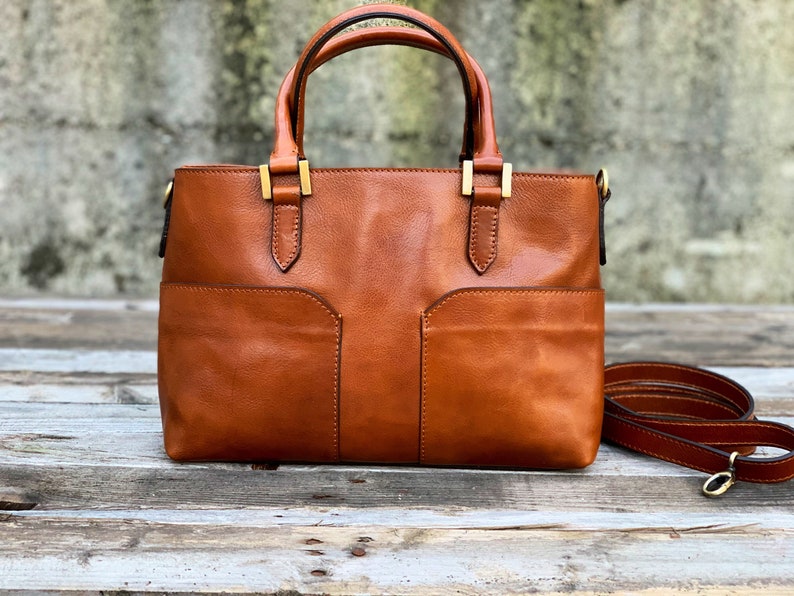 leather bag, handmade leather bag, handbag, woman leather bag, elegant leather bag, made in Italy handbag zdjęcie 1