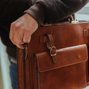 Leather Briefcase,Brown Leather Briefcase, Mens Leather Briefcase, Laptop Bag, Leather bag, Gift for Him, Shoulder Bag, Mens Briefcase image 5