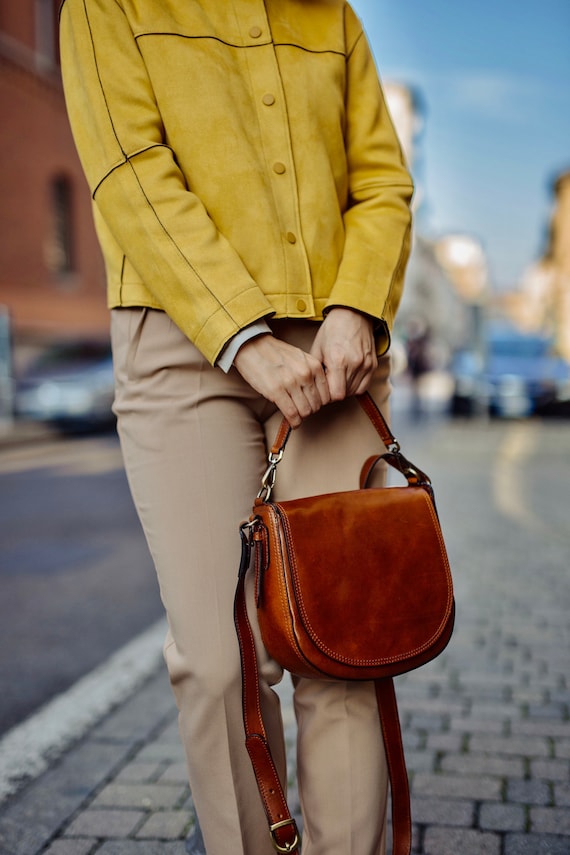 NATURAL HANDMADE REAL LEATHER SATCHEL SADDLE BAG RETRO RUSTIC VINTAGE  DESIGNER