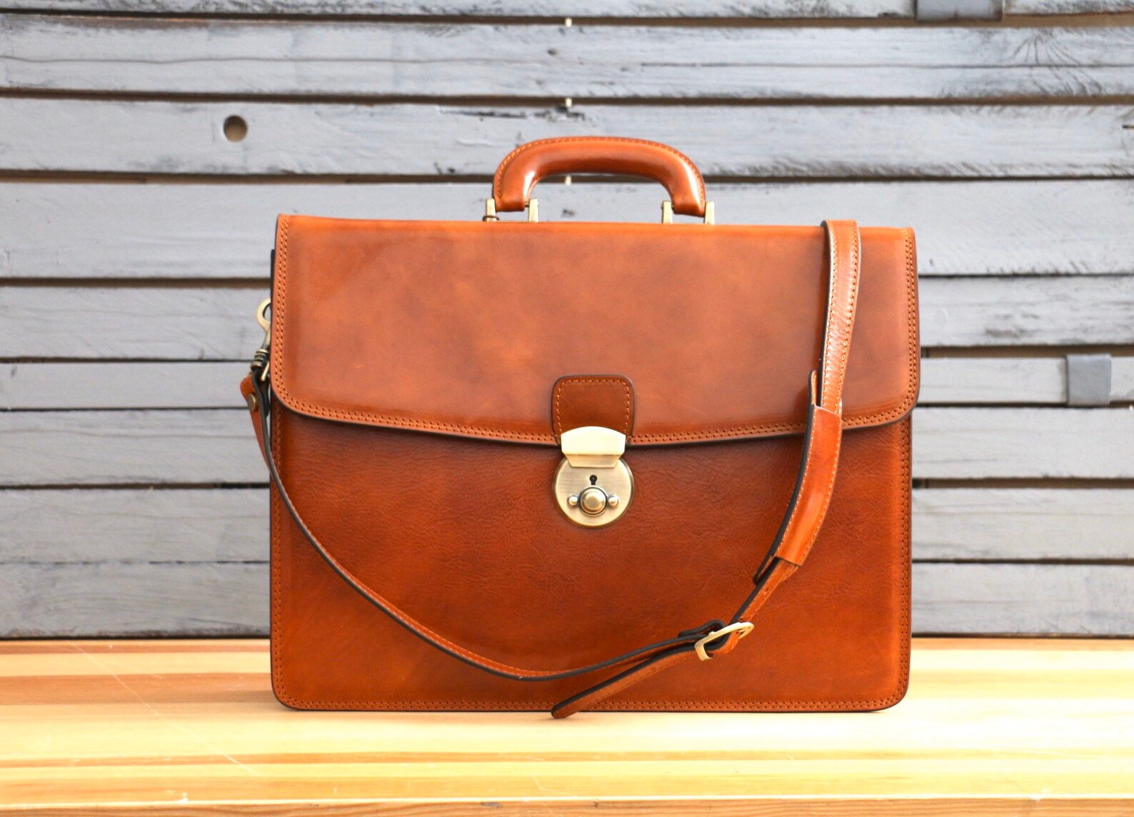 Leather Briefcasebrown Leather Briefcase Men Leather Etsy