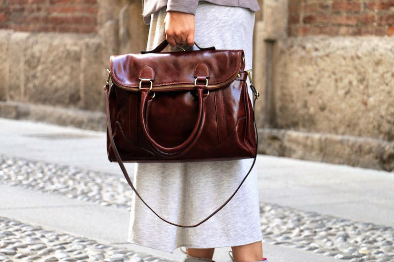 leather bag, handmade leather bag, handbag, woman leather bag, elegant leather bag, made in Italy handbag image 6