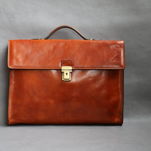 Personalised Vegan Leather Laptop Bag / Brown Briefcase / Etsy