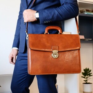 Leather Briefcase,Brown Leather Briefcase, Men Leather Briefcase, Laptop Bag, Leather bag, Gift for Him, Shoulder Bag, Men Briefcase