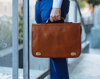 Leather Briefcase,Brown Leather Briefcase, Men Leather Briefcase, Laptop Bag, Leather bag, Gift for Him, Shoulder Bag, Men Briefcase